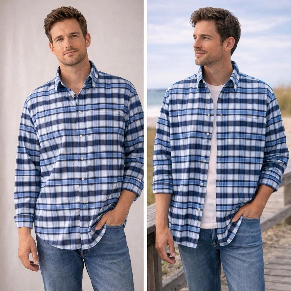 American Eagle Classic Fit Plaid Cotton Long Sleeve Button Down Shirt Men's XXL